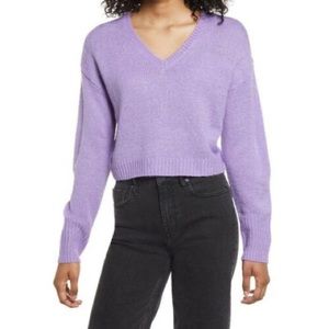BP V-Neck Cropped Purple Sweater